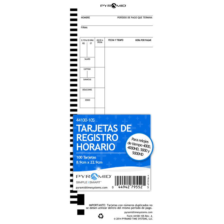 Pyramid Spanish Time Card | Wayfair